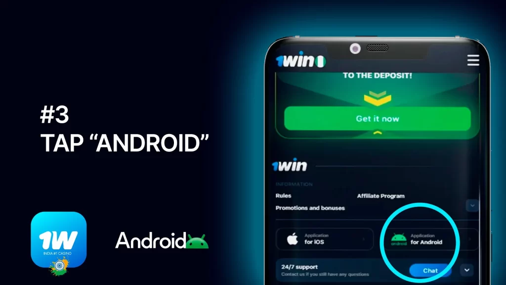1win Apk download process after tapping Android icon